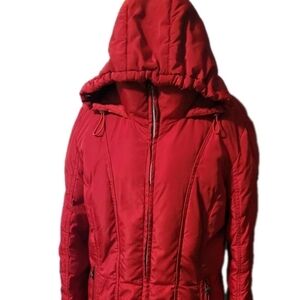 Calvin Klein Women’s Red Down Hooded Puffer Jacket Winter Coat Women's L
